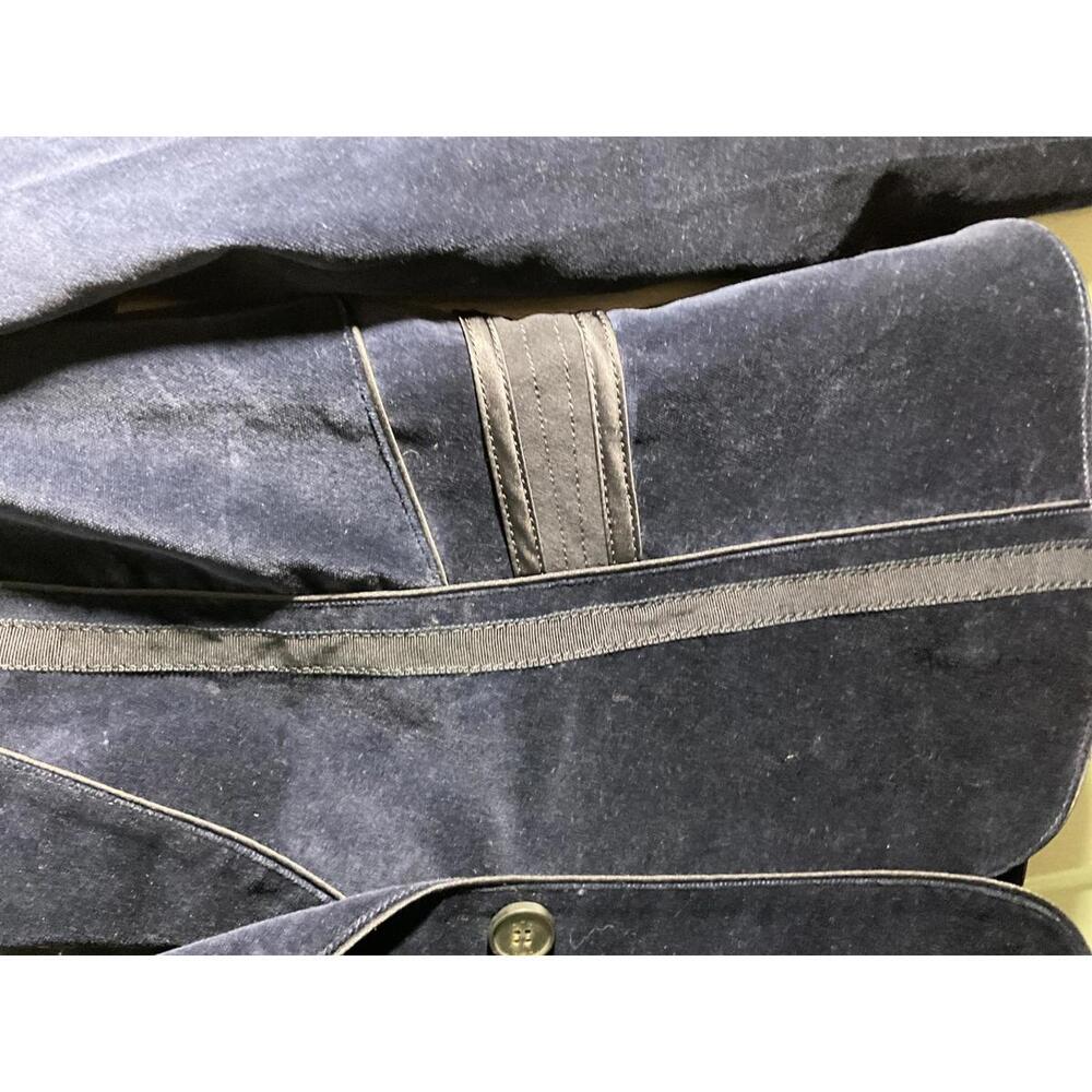 EnC Korean  Navy Blue Velour Blazer with Ribbon and faux leather detail Size S - Picture 5 of 14
